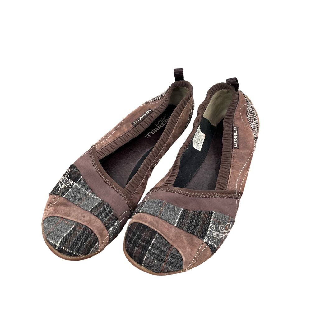 Merrell Braken Ballet Flats Vibram Barefoot Port Royale Plaid Women’s 7.5 Y2K
